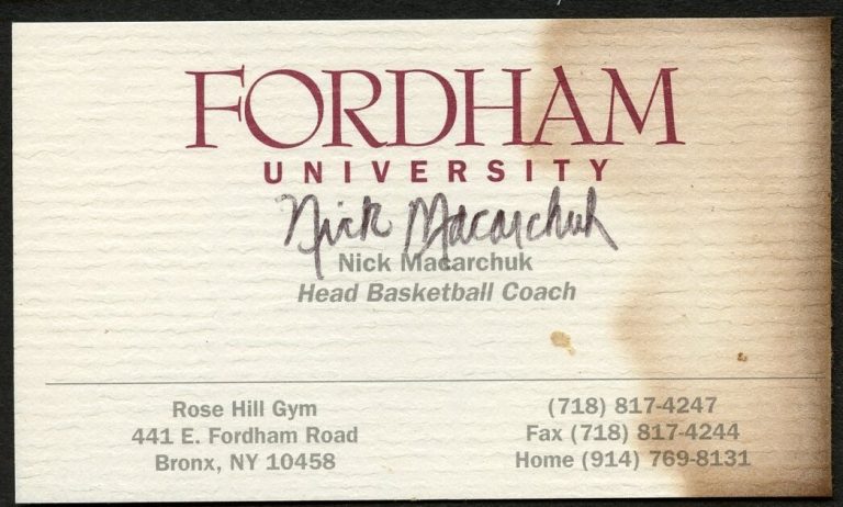Nick Macarchuk signed autograph Head Basketball Coach Business Card BC058