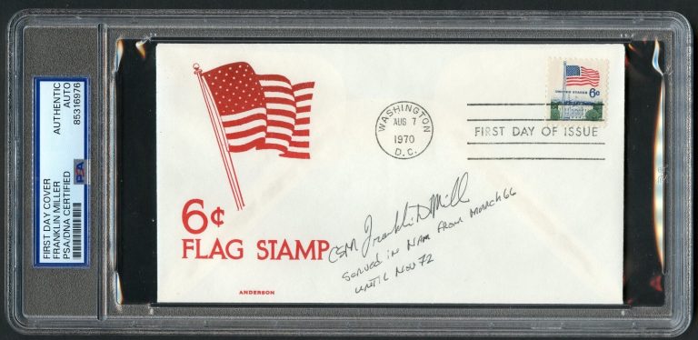 Franklin D Miller d2000 signed FDC MOH Recipient US Army Vietnam PSA Slabbed