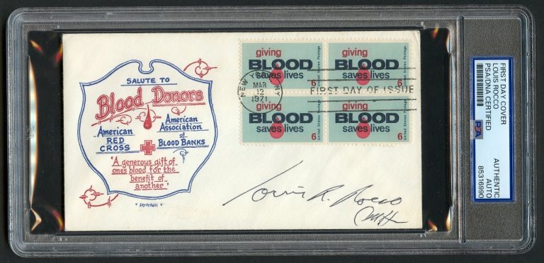 Louis R. Rocco d2002 signed autograph FDC MOH Recipient US Army Vietnam PSA Slab