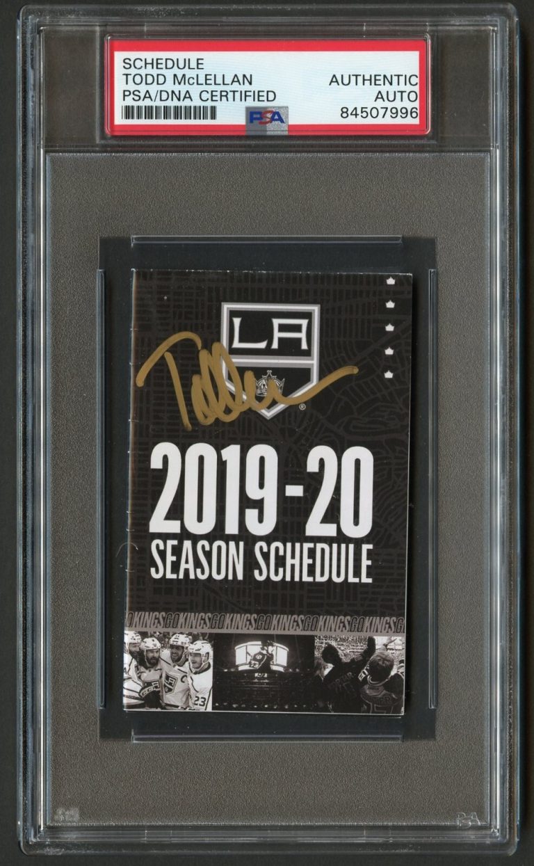 Todd McLellan signed autograph auto LA Kings 2019-20 Pocket Schedule PSA Slabbed