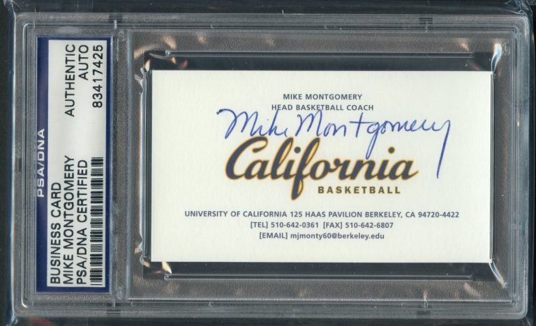 Mike Montgomery signed autograph Business Card NCAA Basketball Coach PSA Slabbed