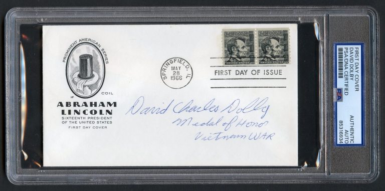 David Dolby d2010 signed autograph FDC MOH Recipient US Army Vietnam PSA Slabbed