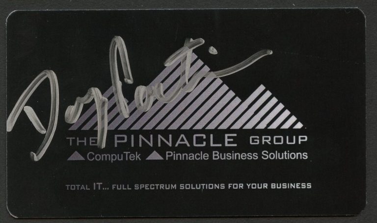 Doug Partie signed autograph President The Pinnacle Group Business Card BC695