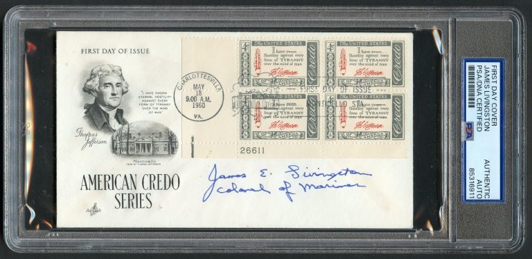 James Livingston signed autograph FDC MOH Recipient USMC Vietnam PSA Slabbed