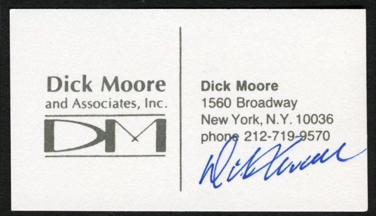 Dick Moore signed autograph Dick Moore & Associates Business Card BC650