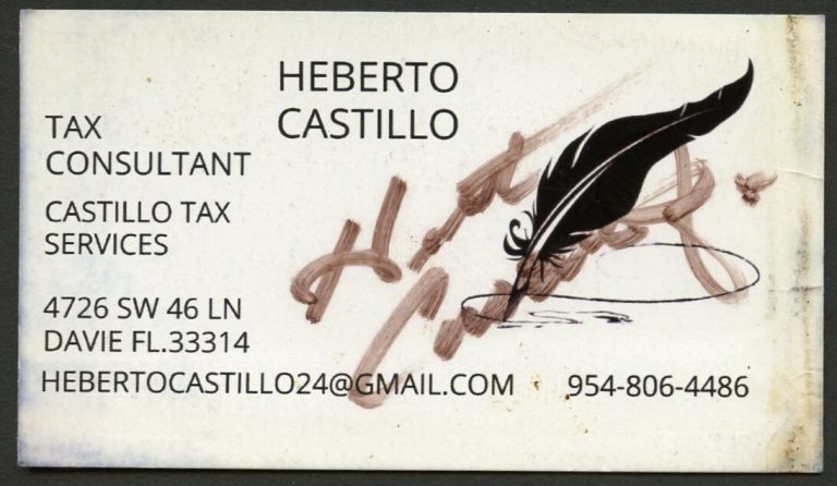 Heberto Castillo signed autograph auto Tax Consultant Business Card BC641