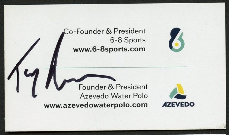 Tony Azevedo signed autograph auto President 6-8 Sports Business Card BC676