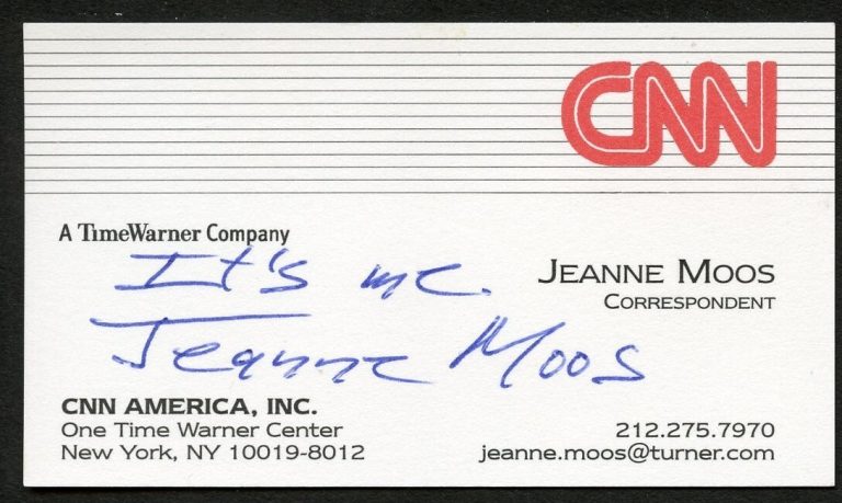 Jeanne Moos signed autograph Correspondent CNN America Inc. Business Card BC747