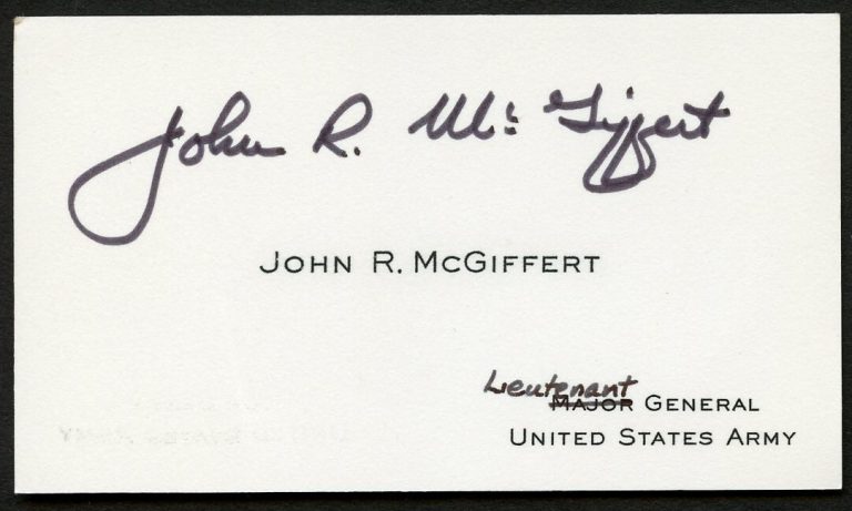 John R McGiffert signed autograph Lieutenant General US Army Business Card BC716