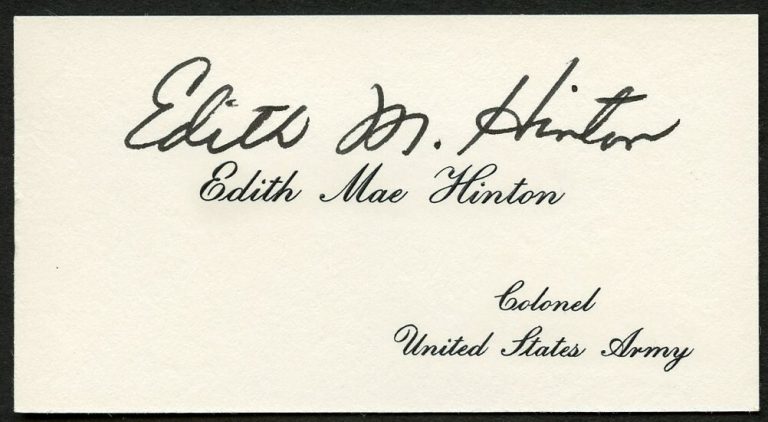 Edith Mae Hilton signed autograph Colonel US Army Business Card BC724