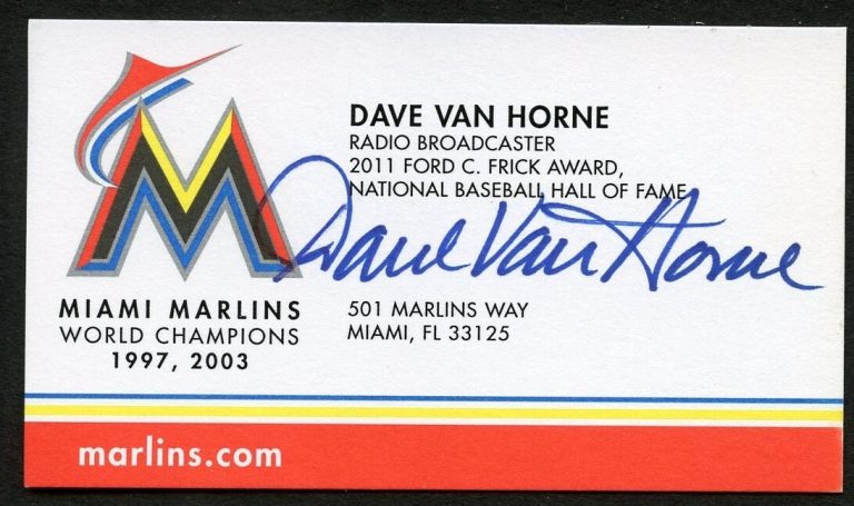 Dave Van Horne signed autograph auto Radio Broadcaster Business Card BC718