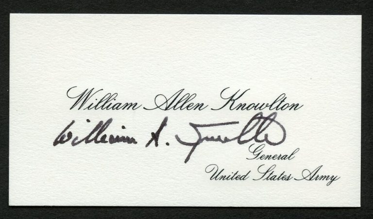 William Allen Knowlton signed autograph General US Army Business Card BC726