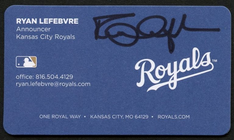 Ryan Lefebvre signed autograph Announcer Kansas City Royals Business Card BC736
