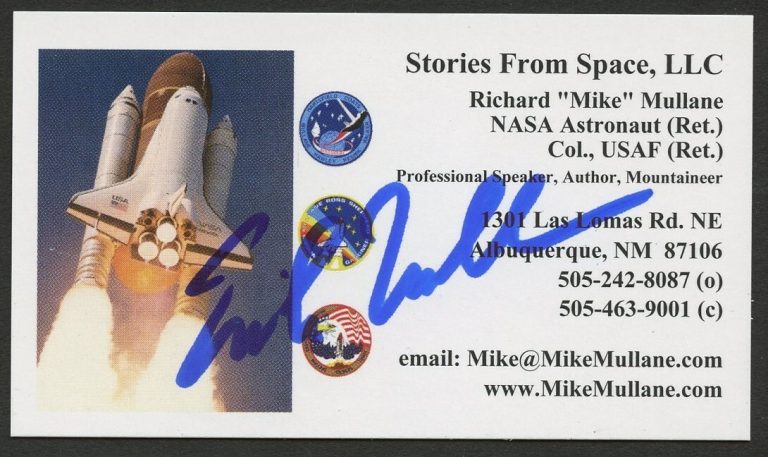 Richard Mullane signed autograph Stories From Space LLC Business Card BC842