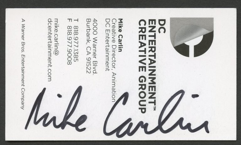 Mike Carlin signed autograph Creative Director Animation Business Card BC796