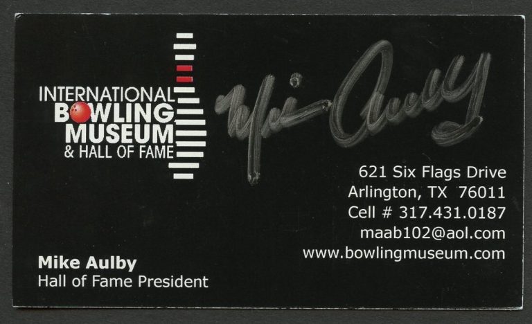 Mike Aulby signed autograph HOF President Bowling Museum Business Card BC770