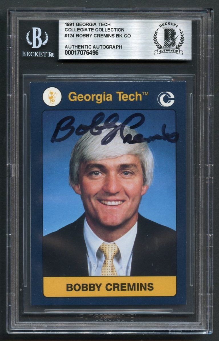 Bobby Cremins #124 signed autograph 1991 Georgia Tech Collegiate Card BAS Slab