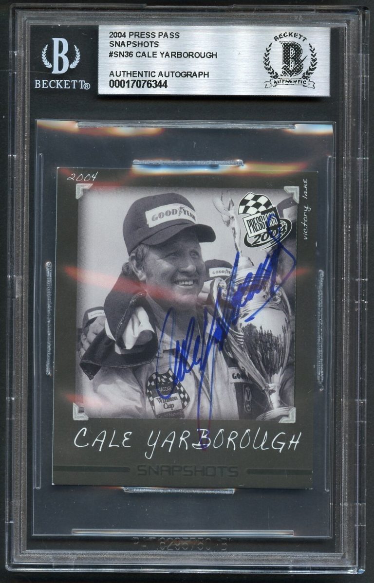 Cale Yarborough #SN36 signed autograph 2004 Press Pass Shapshots Card BAS Slab