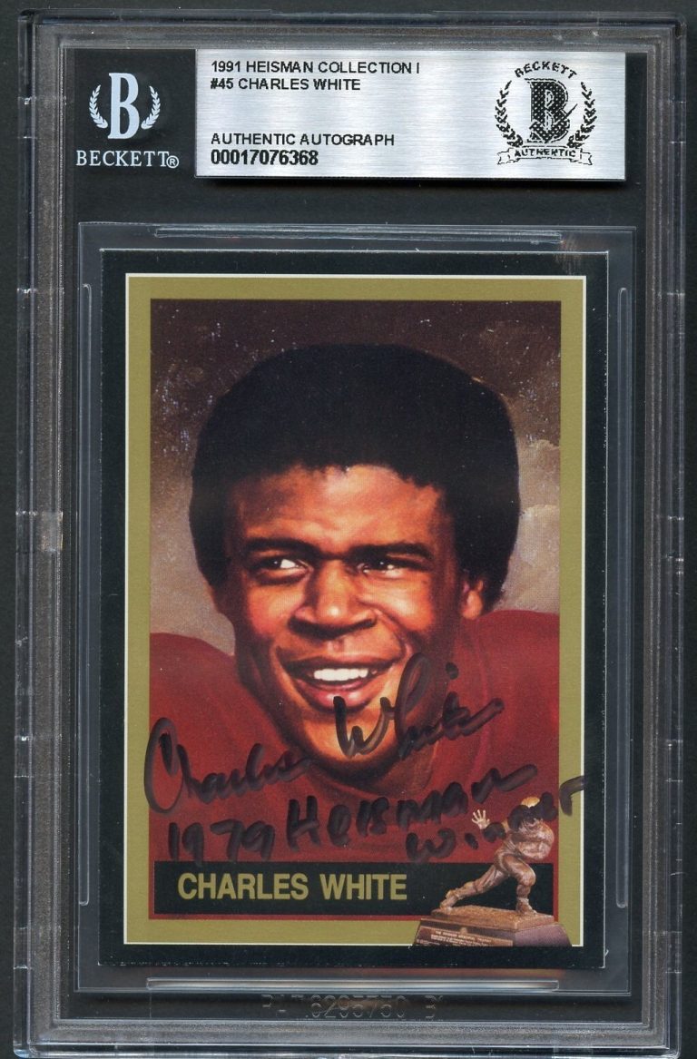 Charles White #45 signed autograph 1991 Heisman Collection I Card BAS Slabbed