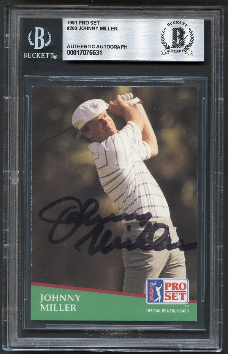 Johnny Miller #268 signed autograph 1991 Pro Set Golf Trading Card BAS Slabbed