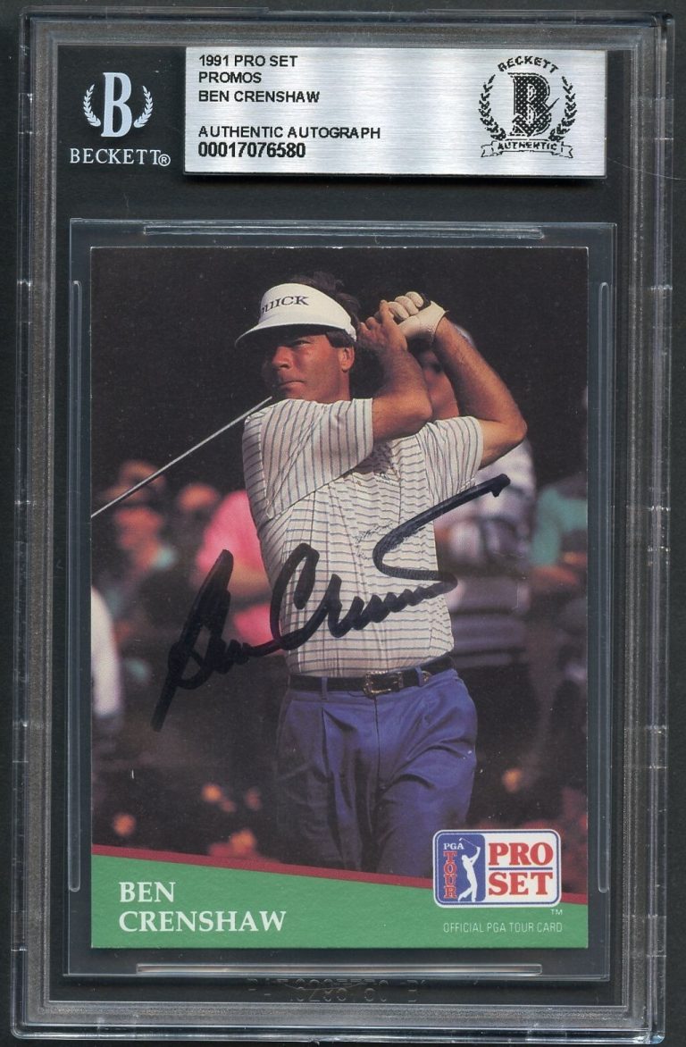 Ben Crenshaw signed autograph 1991 Pro Set Promos Golf Trading Card BAS Slabbed