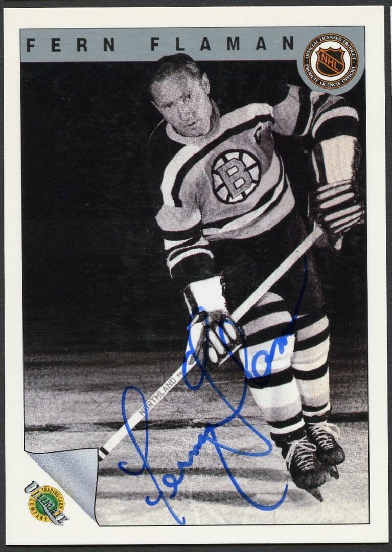 Fern Flaman #48 signed autograph auto 1992 Ultimate Original Six Hockey Card
