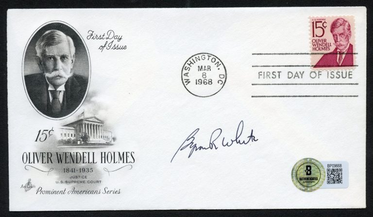 Byron White d2002 signed autograph FDC Supreme Court Justice BAS Stickered