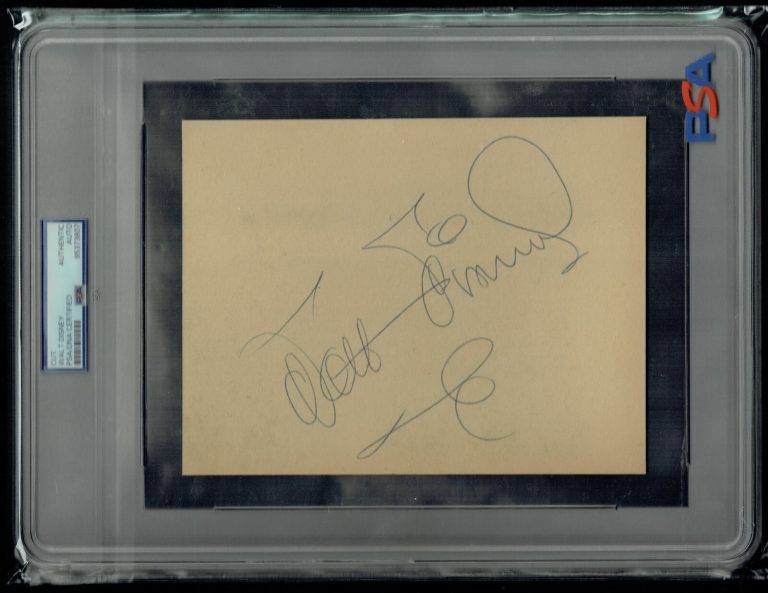 Walt Disney signed 6x8 HUGE Autograph w/ Phil Sears Cert PSA Jumbo 10x13 Slab