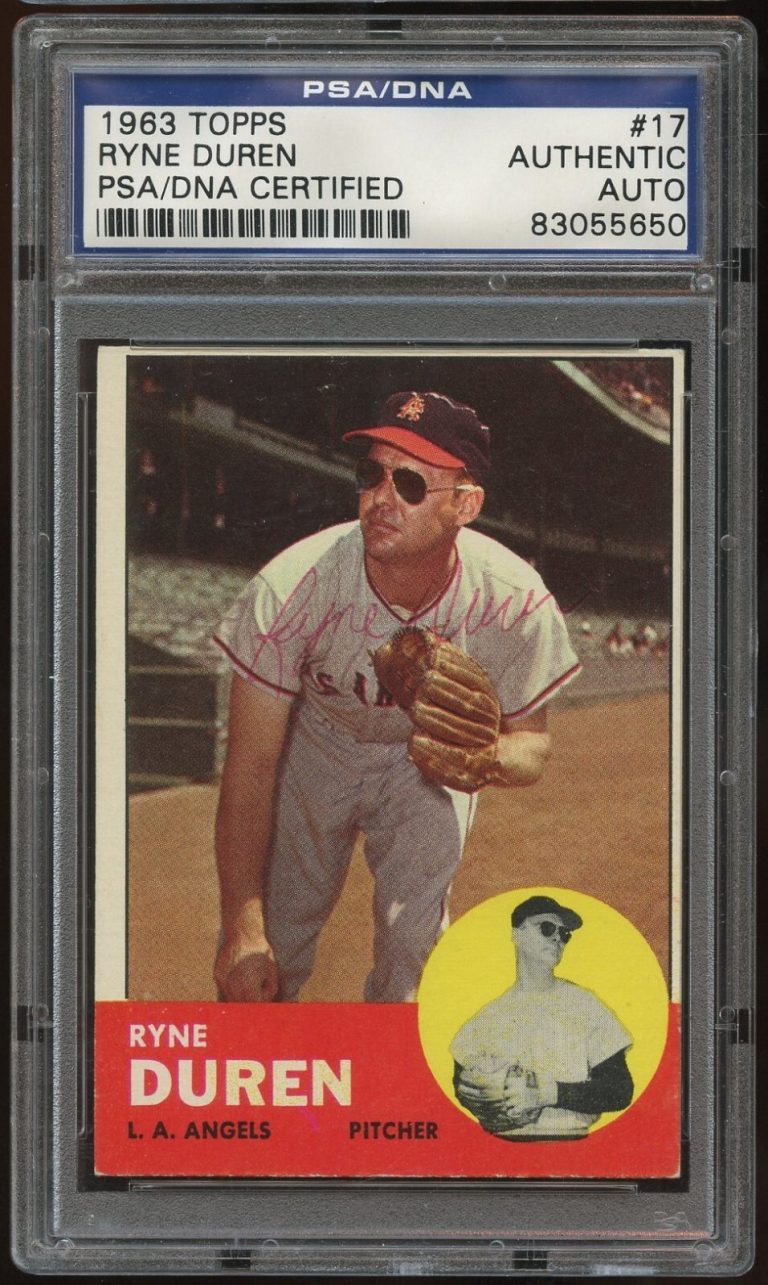 Ryne Duren #17 signed autograph auto 1963 Topps Baseball Card PSA Slabbed