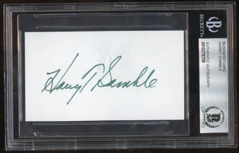 Harry Gamble signed autograph Business Card Philly Eagles President BAS Slabbed