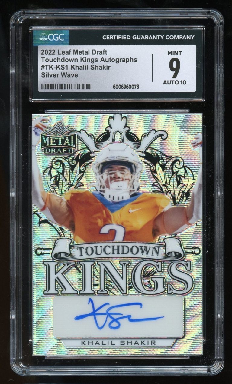 Khalil Shakir signed autograph 2022 Leaf Metal Draft Touchdown Kings CGC 9 10/30