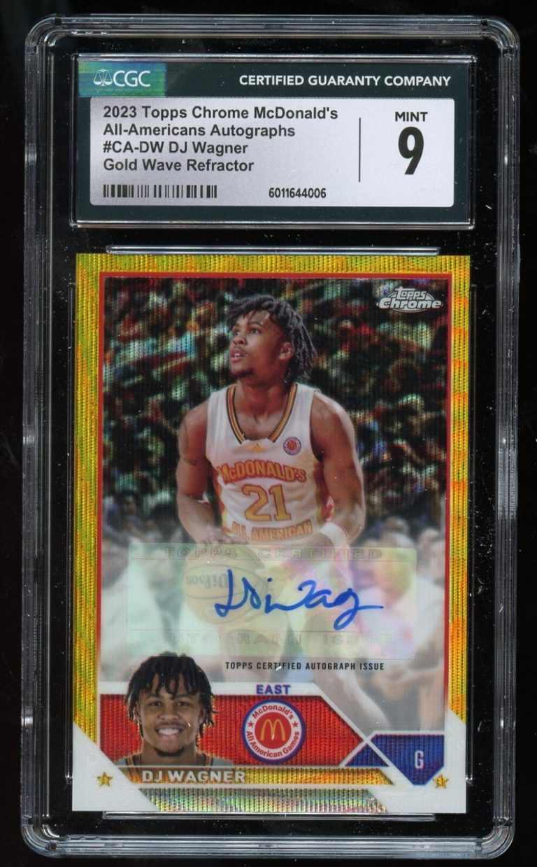 DJ Wagner #CA-DW signed 2023 Topps Chrome McDonald's All American CGC Mint 9