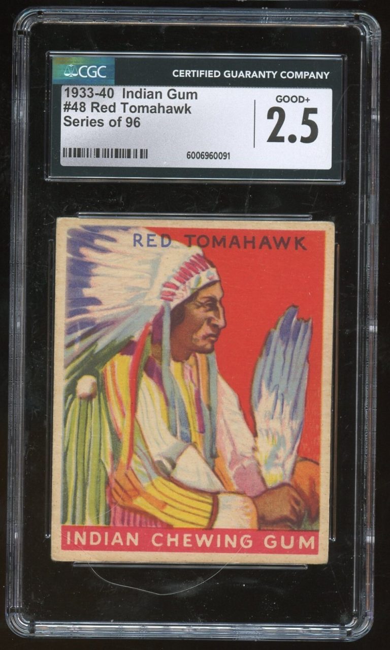 Red Tomahawk #48 Indian Gum 1933-40 Series of 96 Card CGC Good 2.5