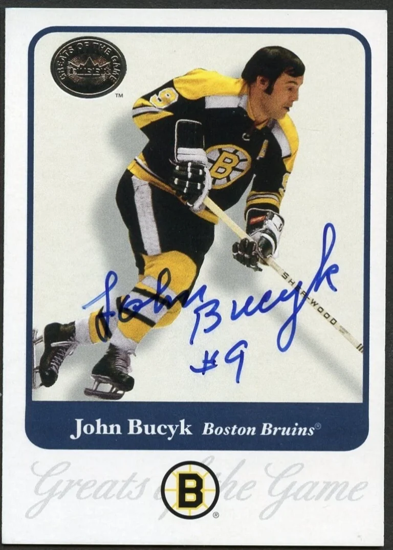 John Bucyk #76 signed autograph 2001 Fleer Hockey Greats of the Game GOTG