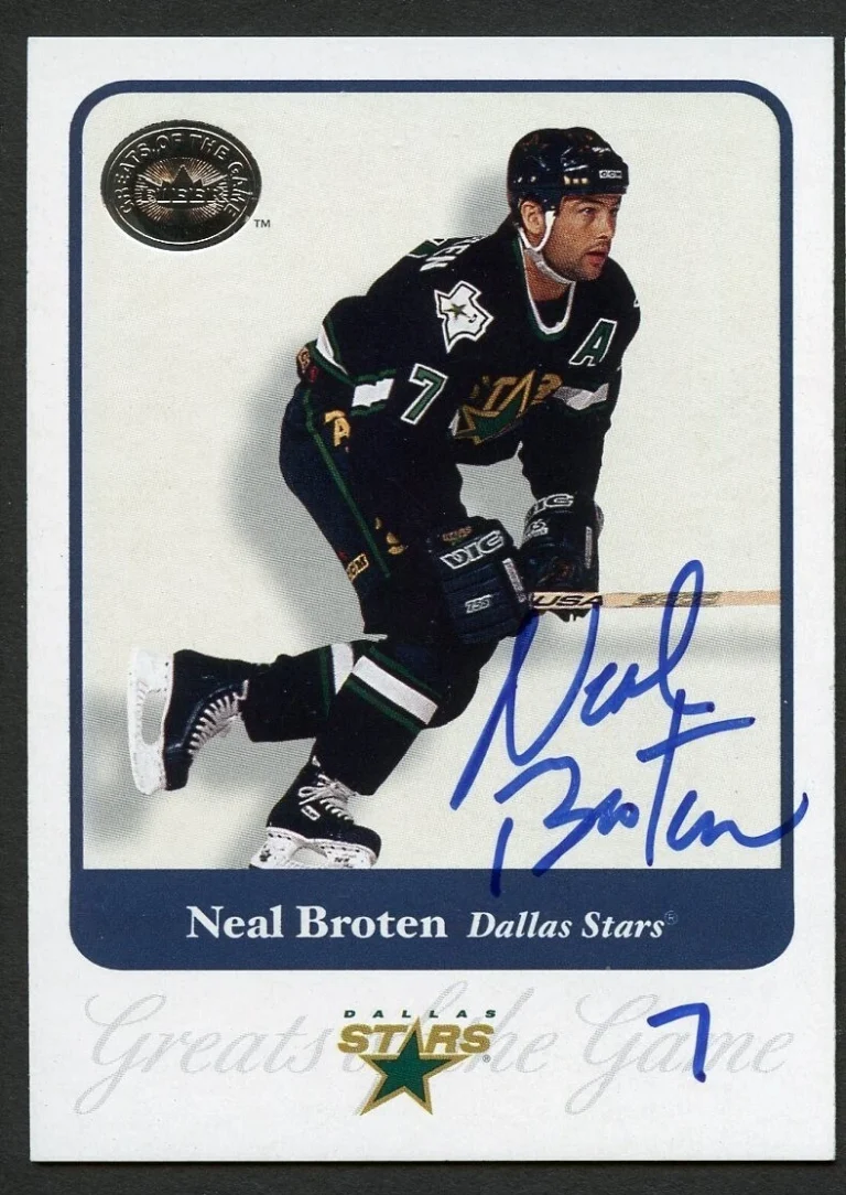Neal Broten #71 signed autograph 2001 Fleer Hockey Greats of the Game GOTG