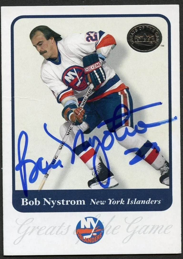 Bob Nystrom #4 signed autograph 2001 Fleer Hockey Greats of the Game GOTG