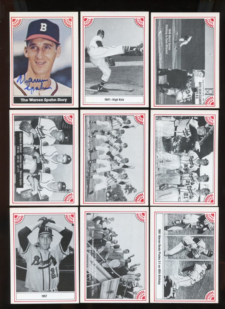 1983 ASA The Warren Spahn Story Autographed Signed Card Complete 12 Card Set