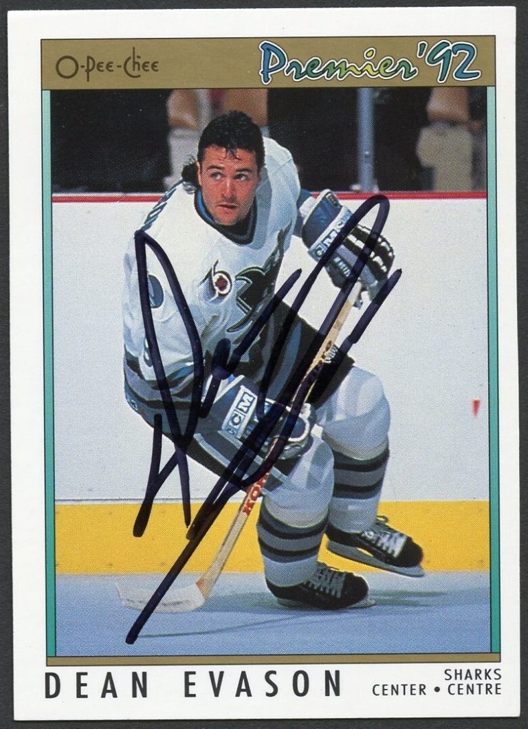 Dean Evason #36 signed autograph auto 1992 O-Pee-Chee Premier Hockey Card