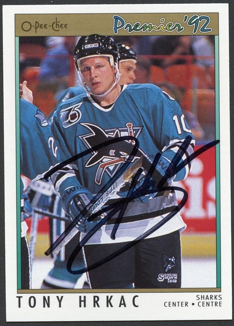 Tony Hrkas #40 signed autograph auto 1992 O-Pee-Chee Premier Hockey Card