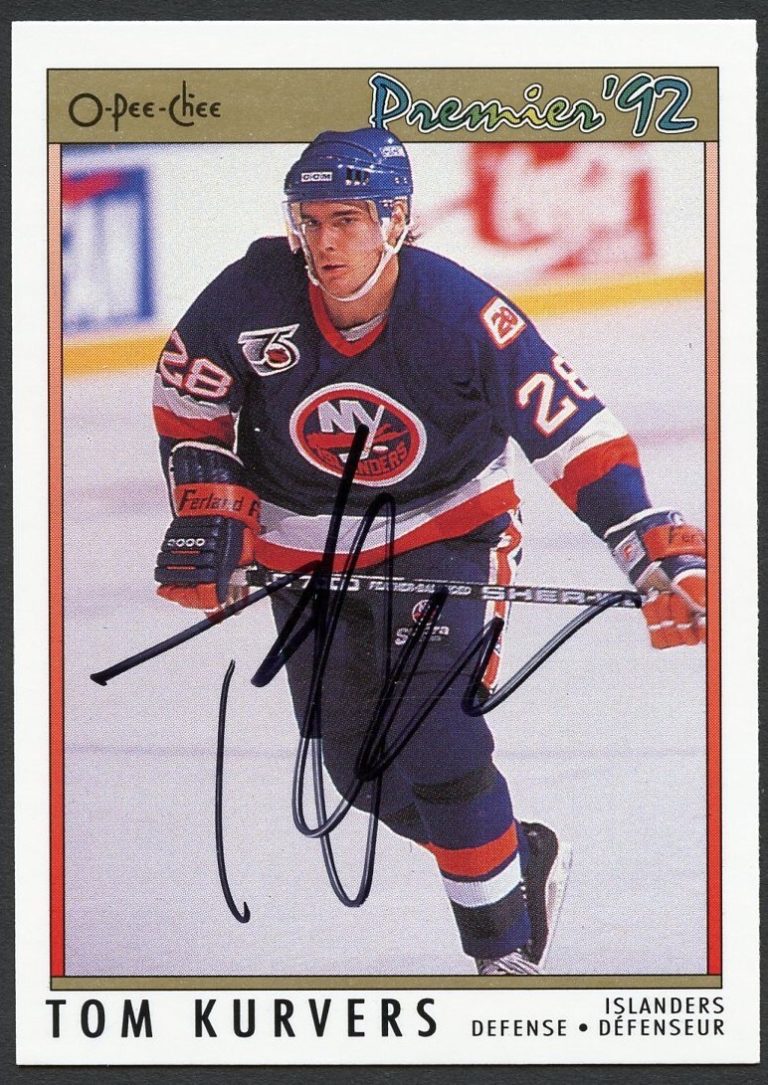 Tom Kurvers #98 signed autograph auto 1992 O-Pee-Chee Premier Hockey Card