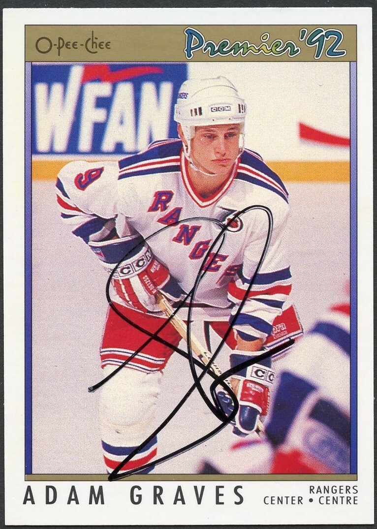 Adam Graves #28 signed autograph auto 1992 O-Pee-Chee Premier Hockey Card