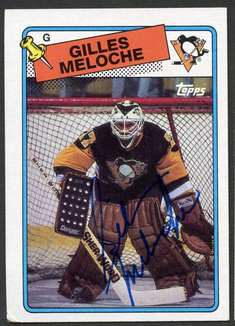 Gilles Meloche #8 signed autograph auto 1988-89 Topps Hockey Trading Card