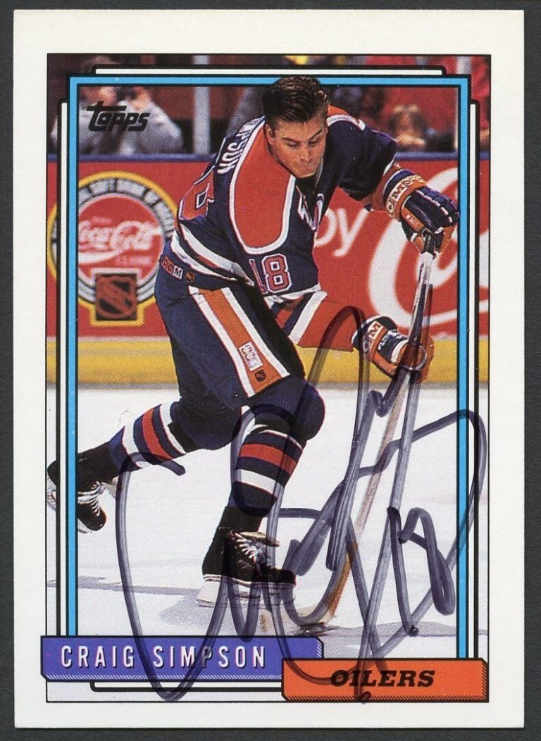 Craig Simpson # 356 signed autograph auto 1992-93 Topps Hockey Trading Card