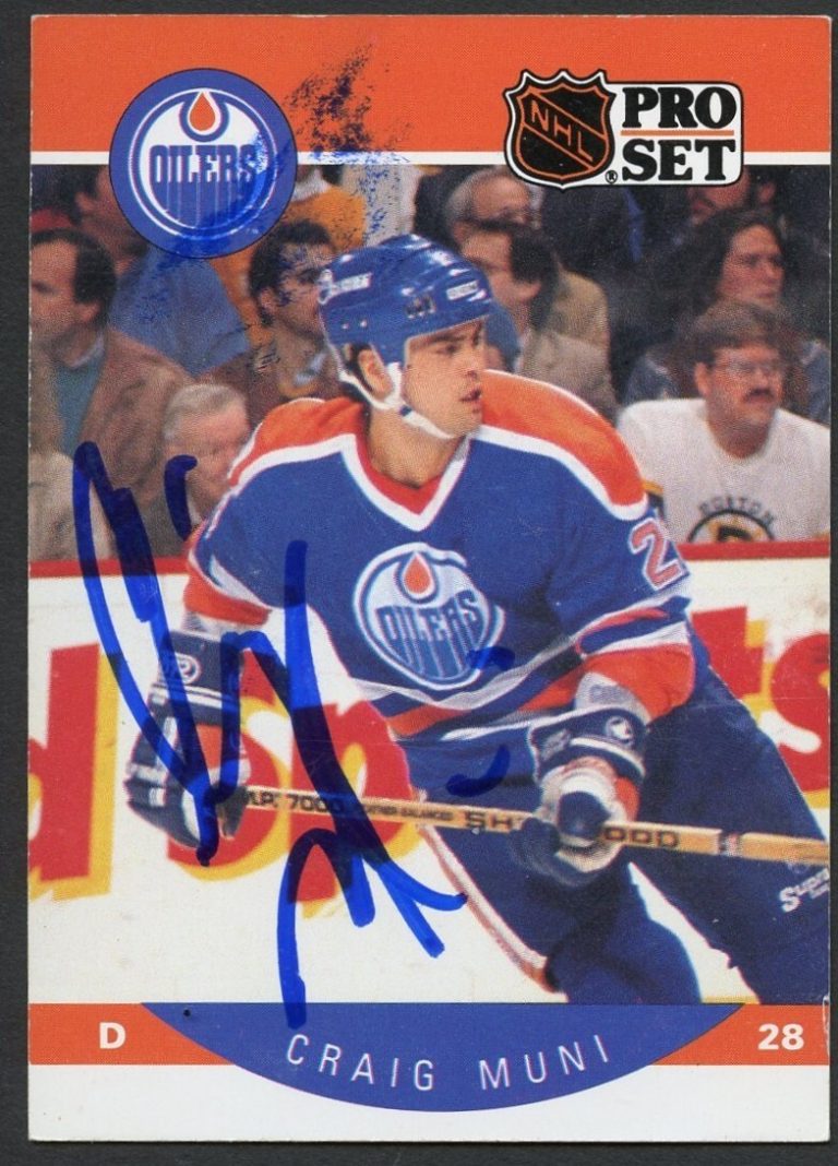Craig Muni #92 signed autograph auto 1990-91 Pro Set Card Hockey Card