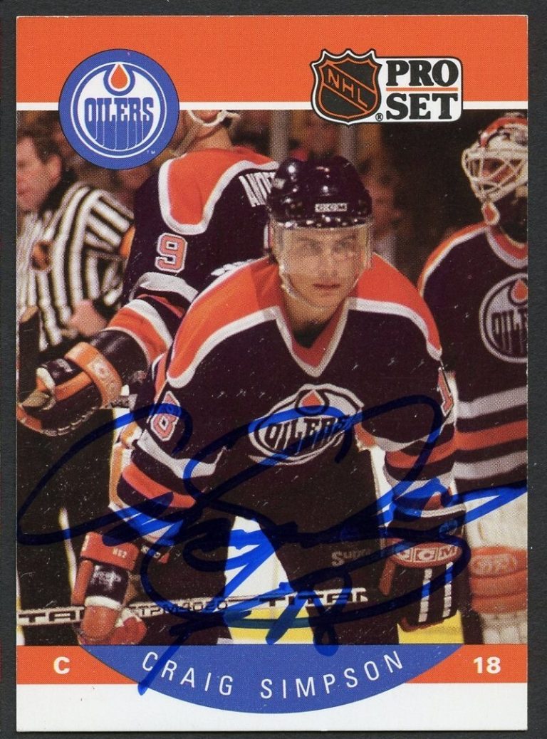 Craig Simpson #95 signed autograph auto 1990-91 Pro Set Card Hockey Card