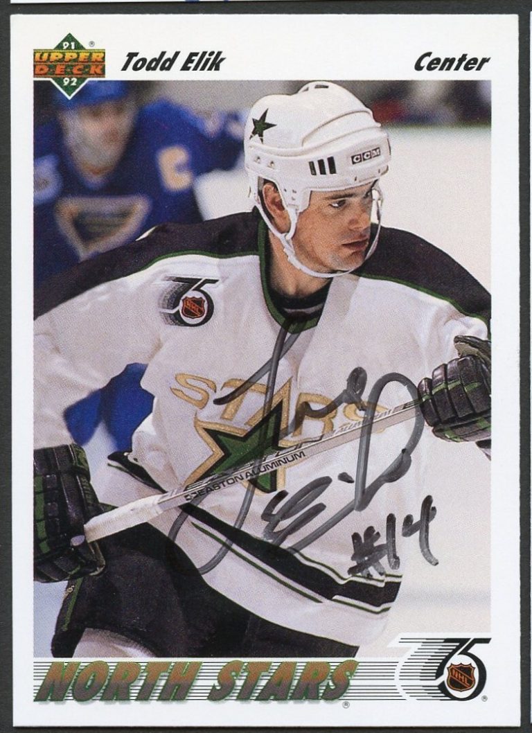 Todd Elik #544 signed autograph auto 1991-92 Upper Deck Hockey Card