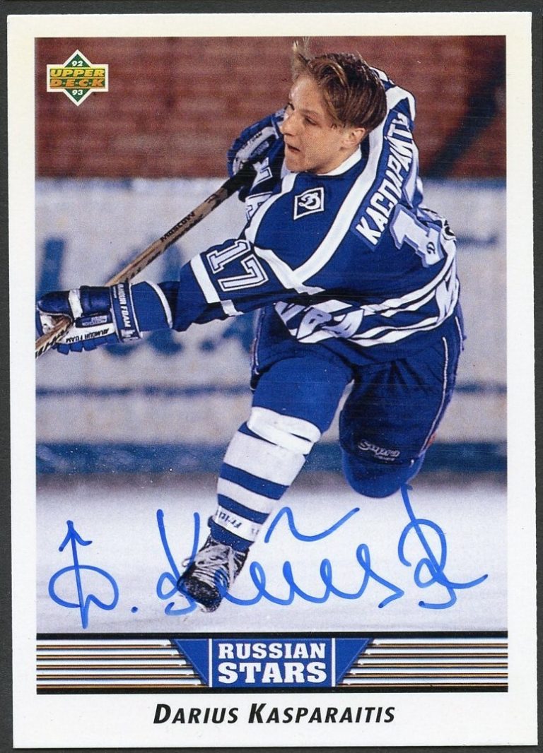 Darius Kasparaitis # 335 signed autograph auto 1992-93 Upper Deck Hockey Card