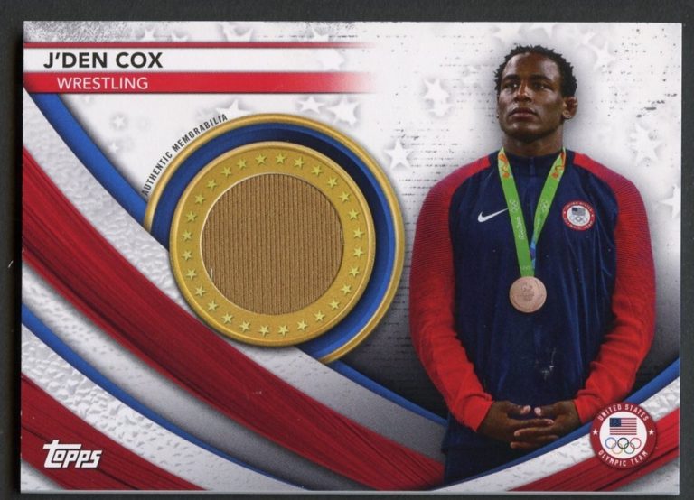 J'Den Cox USAM-JC 2021 Topps Olympic Relic Memorabilia Card Fabric
