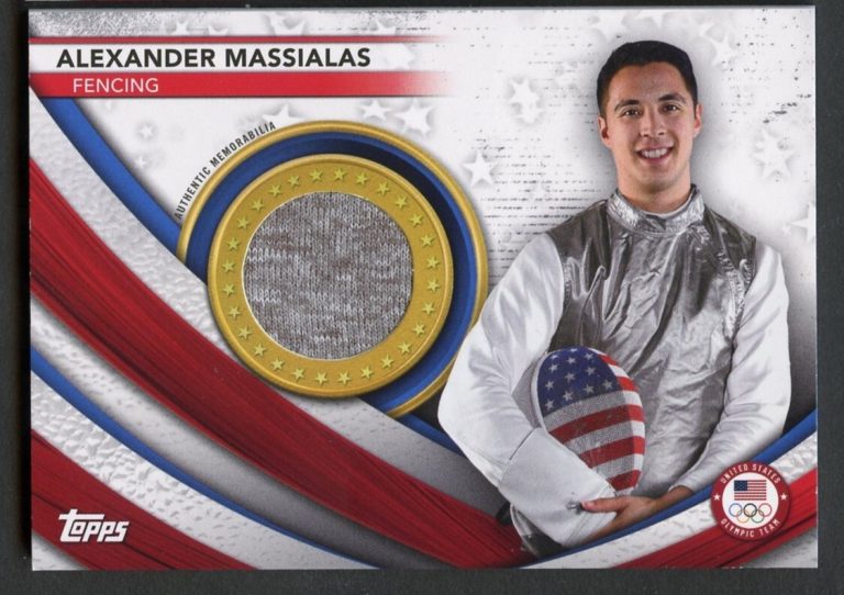 Alexander Massialas USAM-AMA 2021 Topps Olympic Relic Memorabilia Card Fabric