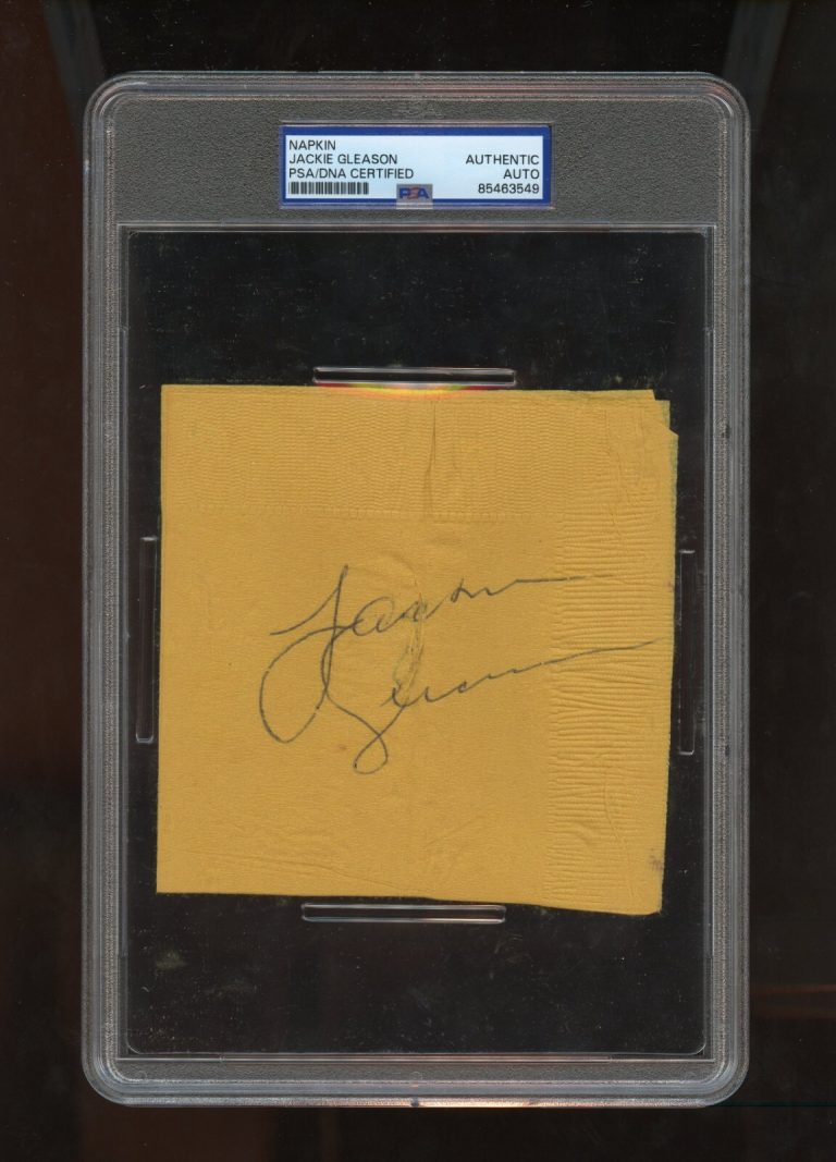Jackie Gleason d1987 signed autograph 4x4 Napkin HONEYMOONERS PSA Slabbed